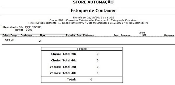 ESTOQUE DE CONTAINER LAYOUT